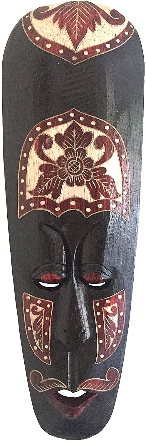 OMA Wood Carved African Wall Decor Mask with Beautiful Hand Painted Designs - Large Size 20 (Love)"