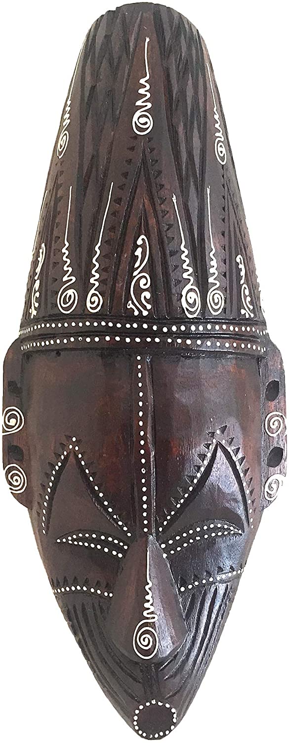 OMA African Wall Decor Mask Hanging Wise Man Peace Protection Mask - Heavy Wood - Large Size