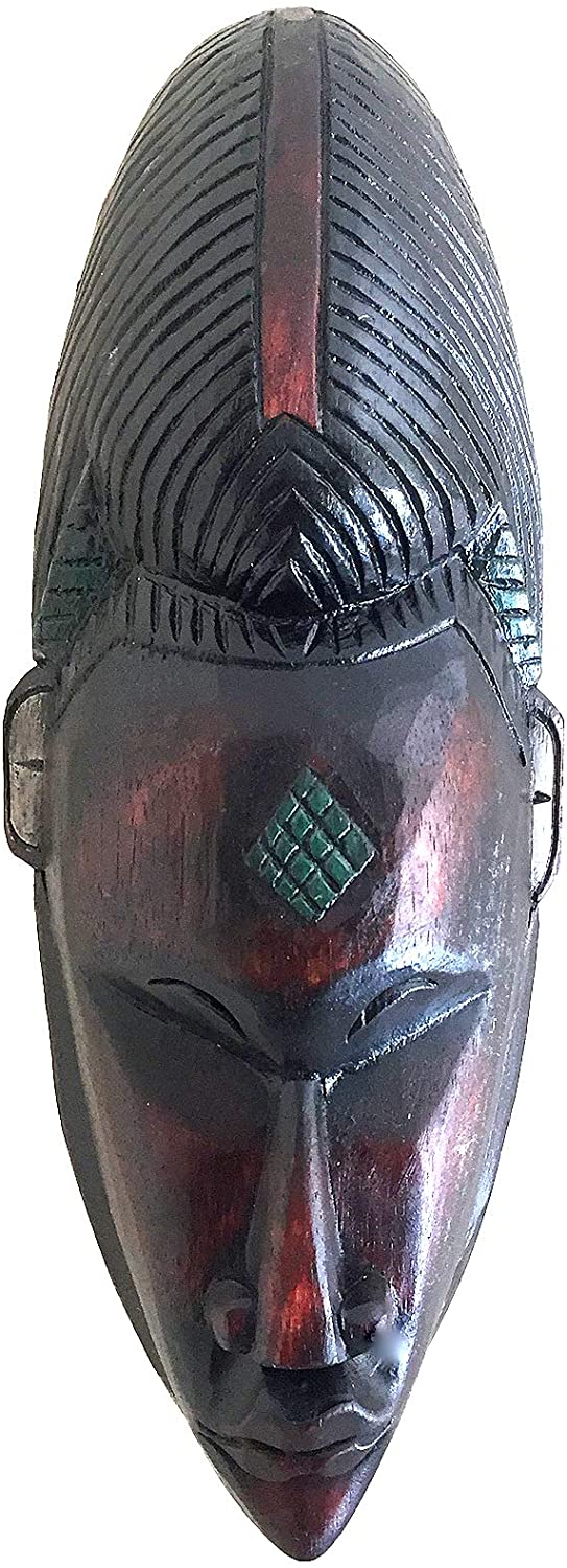 OMA African Mask Wood Carved African Wall Art Decor for Peace & Luck - Large Size