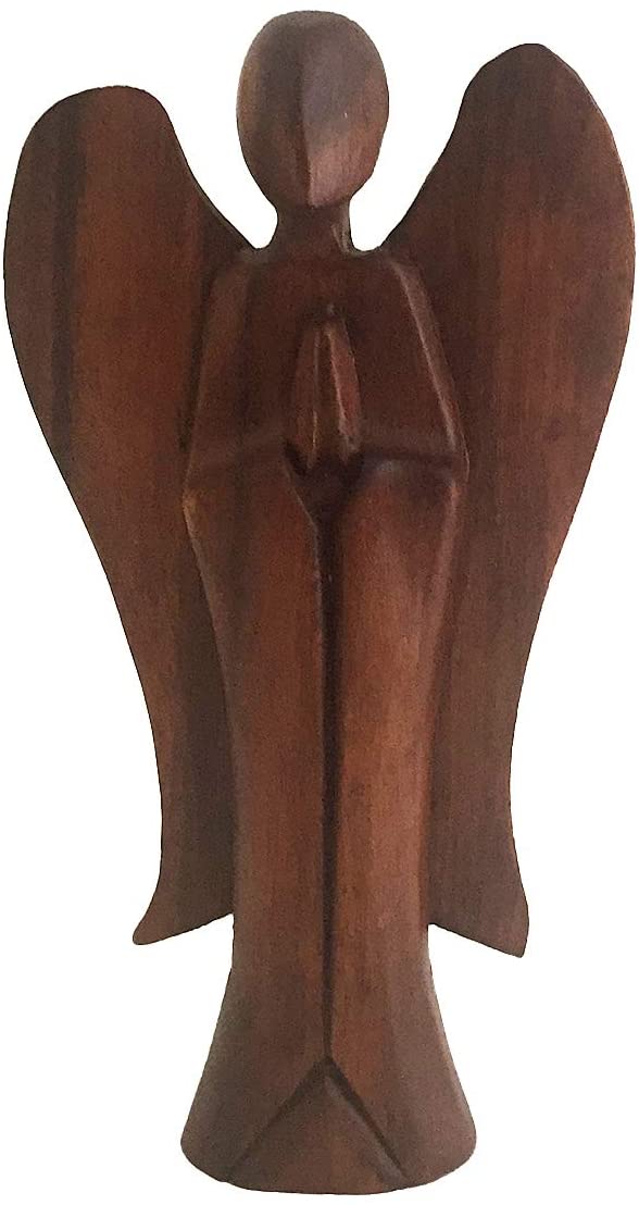 OMA Hand Crafted Wooden Praying Angel Statue Figurine Home Decor Gift