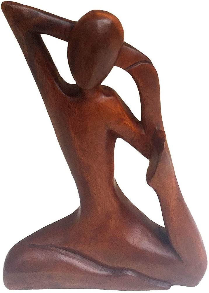 OMA Yoga Pose Statue Hand Carved Wooden Meditation Yoga Figurine Home Decor Gift