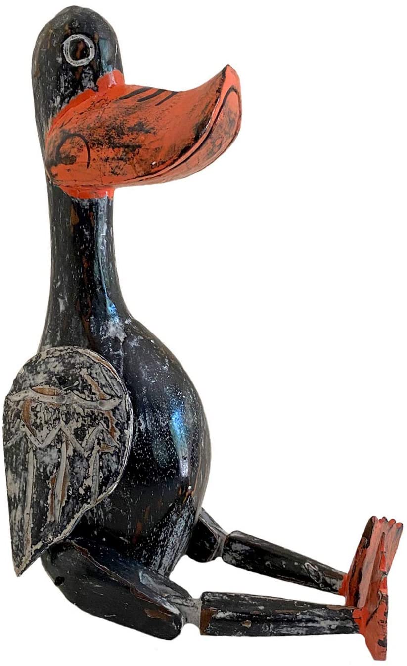 OMA Duck Shelf Sitter Statue Wood Carved Rustic Country Folk Art Home Kitchen Decor
