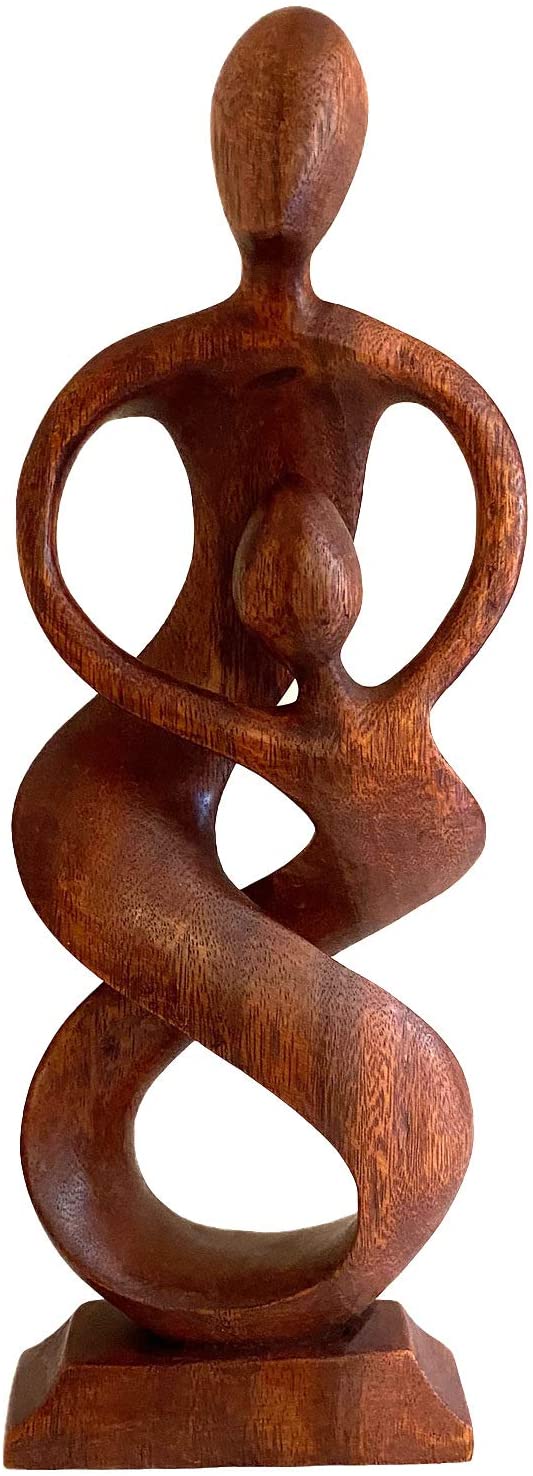 OMA Wood Carved Family Statue Unity & Love Modern Art Sculpture Never Let Go, Collector's Item Brand (16 - X Large)"