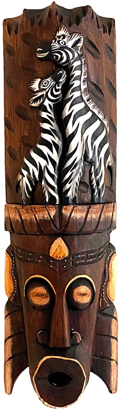 OMA African Safari Jungle Mask Zebra Family Hand Carved African Home Decor Gift