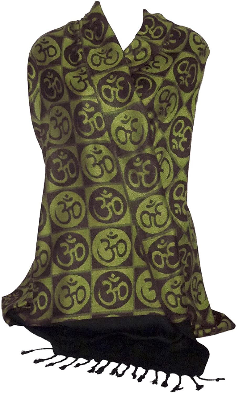 Oma Om Sign With Circles Meditation Shawl Meditation Altar Yoga Scarf Reversible Double Weave