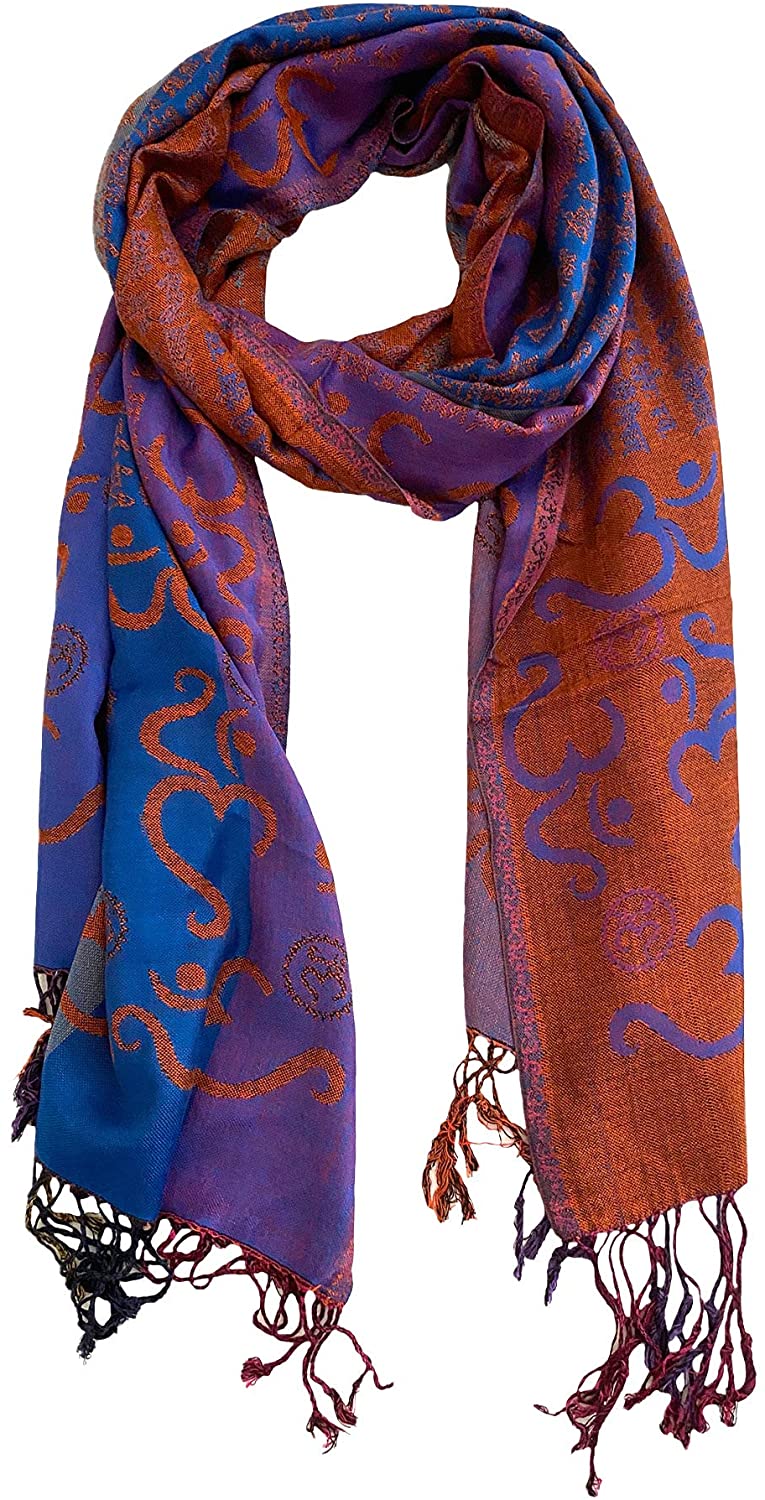 OM Prayer Meditation Yoga Shawl Gayatri Mantra Design â€“ Premium Double Weave/Reversible