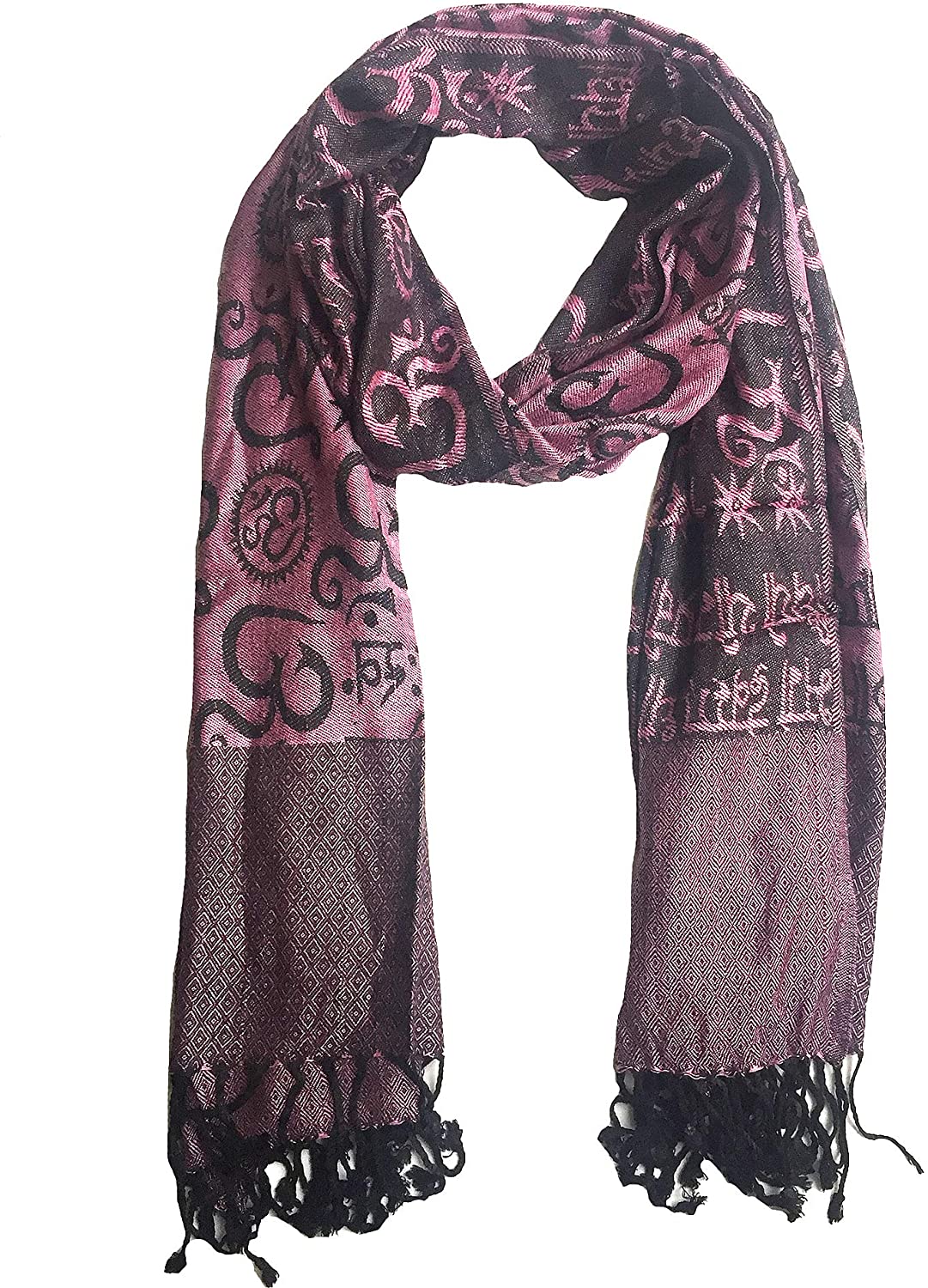 Oma Sacred Om Design With Spiritual Mantra Shawl Meditation Scarf Soft Silky Wrap Large Size Reversible