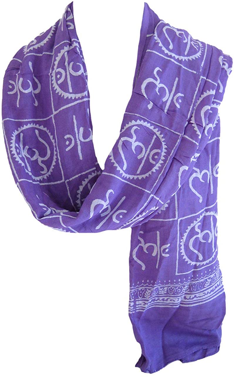 Oma Om Sign Prayer Meditation Yoga Shawl Large Scarf - XL SIZE