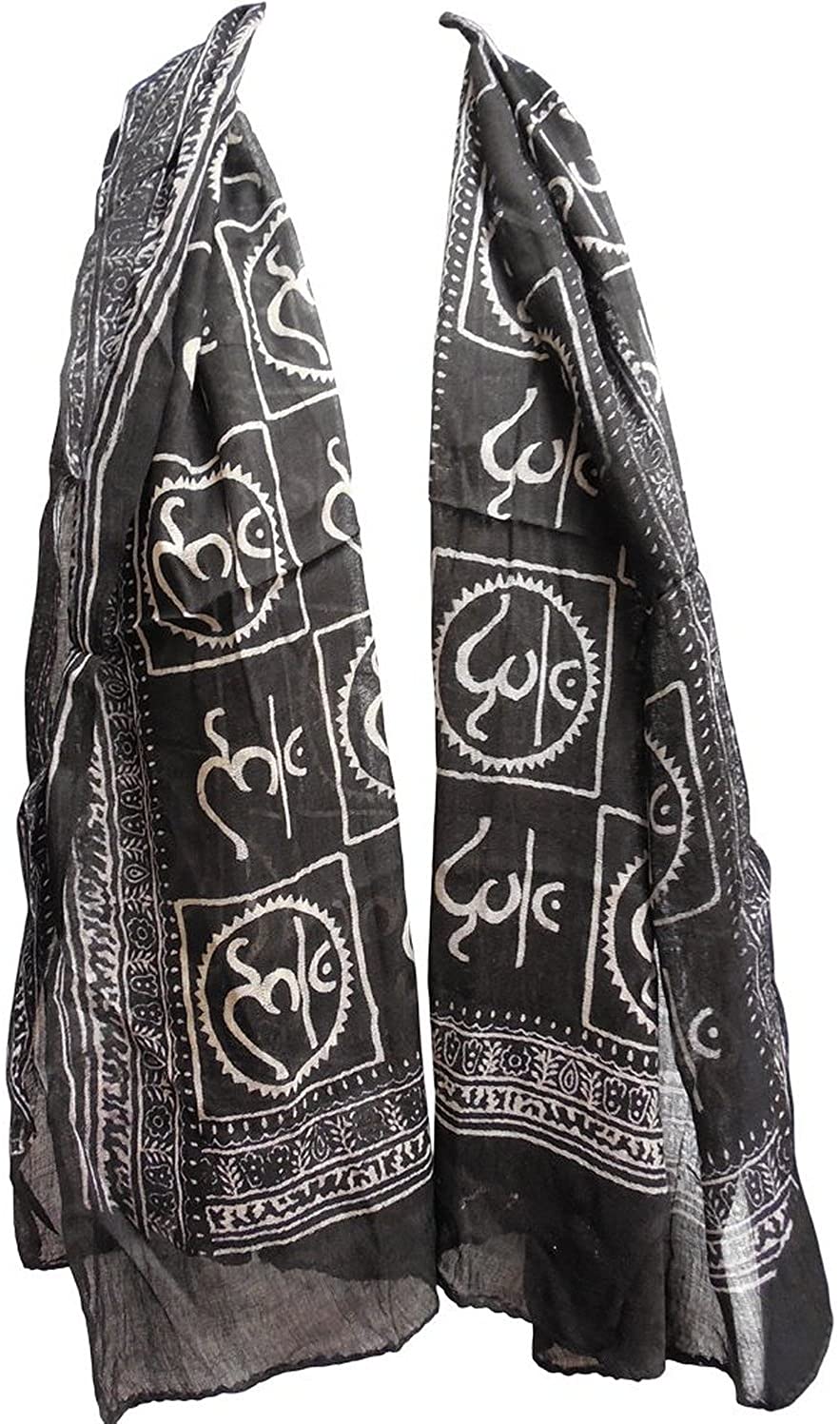 Oma Hand Printed Om Shawl Wrap With Sacred Om Sign Design