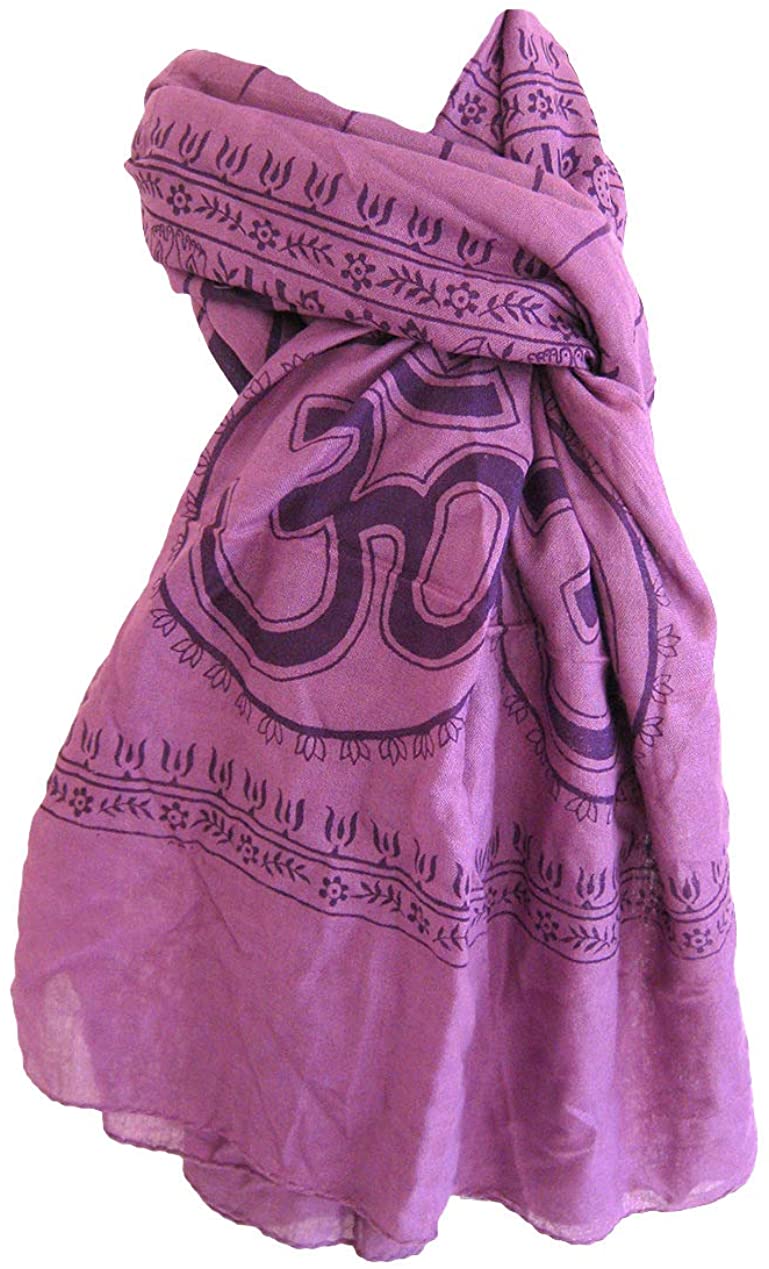 OMA Sacred Mantra Shawl With Om Symbol Wrap Scarf, LARGE SIZE