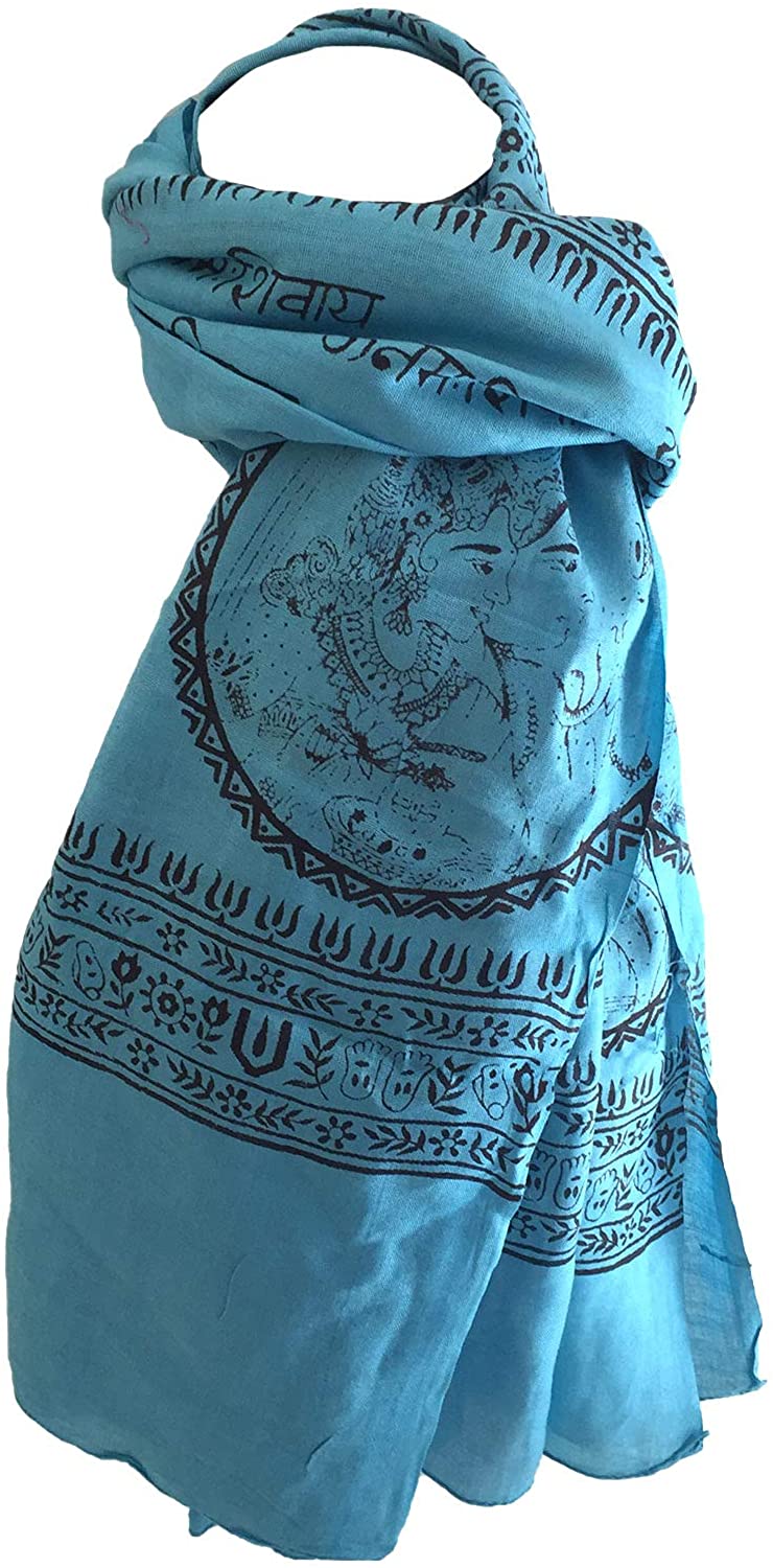 Oma Radha Krishna Cotton Meditation Shawl Altar Cloth Blue Color LARGE SIZE