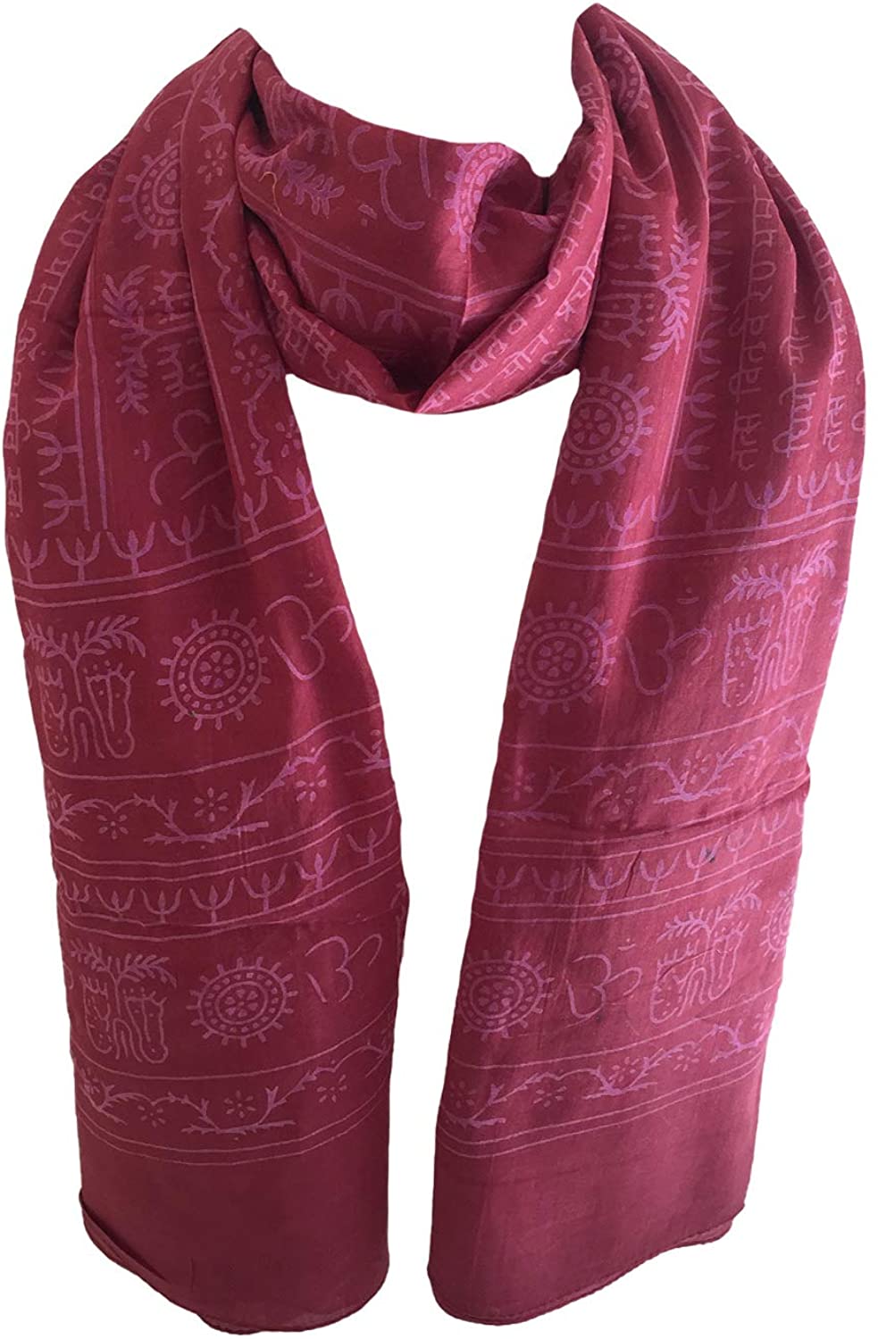 Oma OM Namah Shivaya Prayer & Meditation Shawl Large Wrap Scarf, PINK COLOR