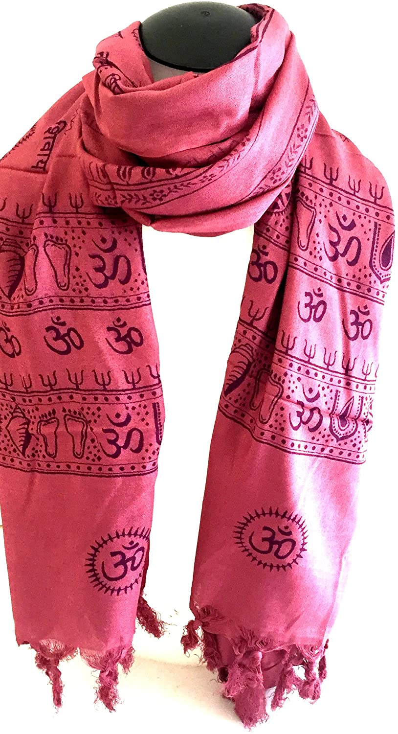 Oma Sacred Symbols Om Design Cotton Meditation Shawl Altar Cloth Pink Color LARGE SIZE