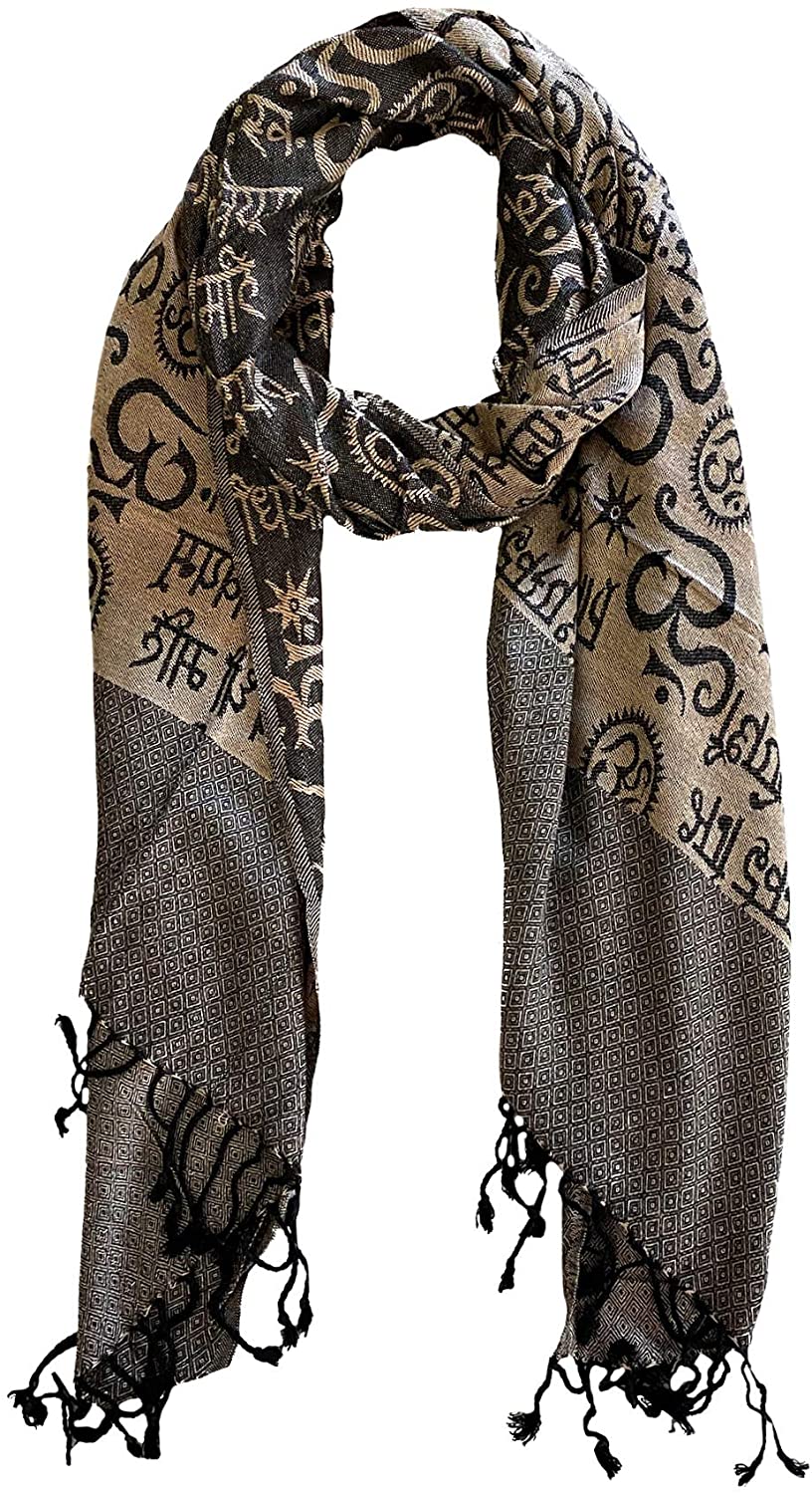 Oma Meditation Shawl With Om Sacred Mantra Altar Yoga Scarf Reversible Double Weave