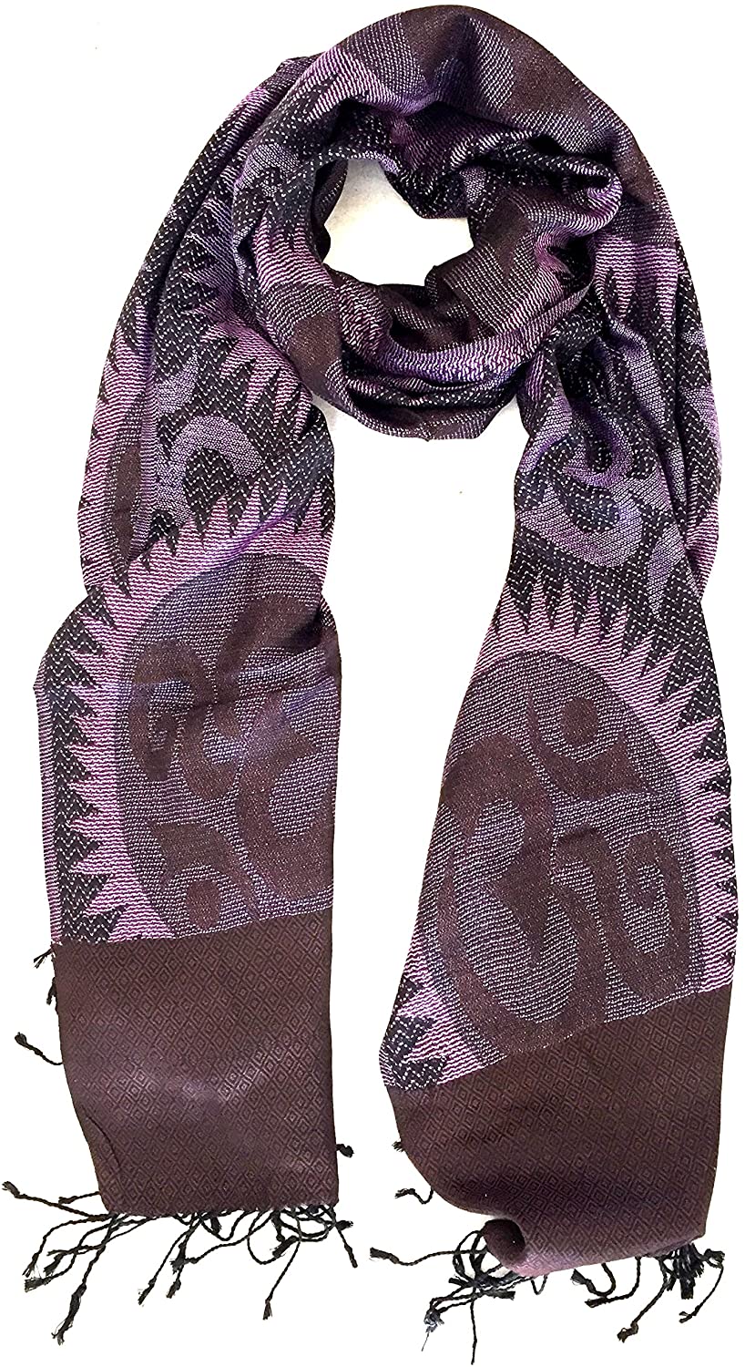 Oma Meditation Shawl/Scarf With Sacred Om Sign, Double Weave, LARGE SIZE