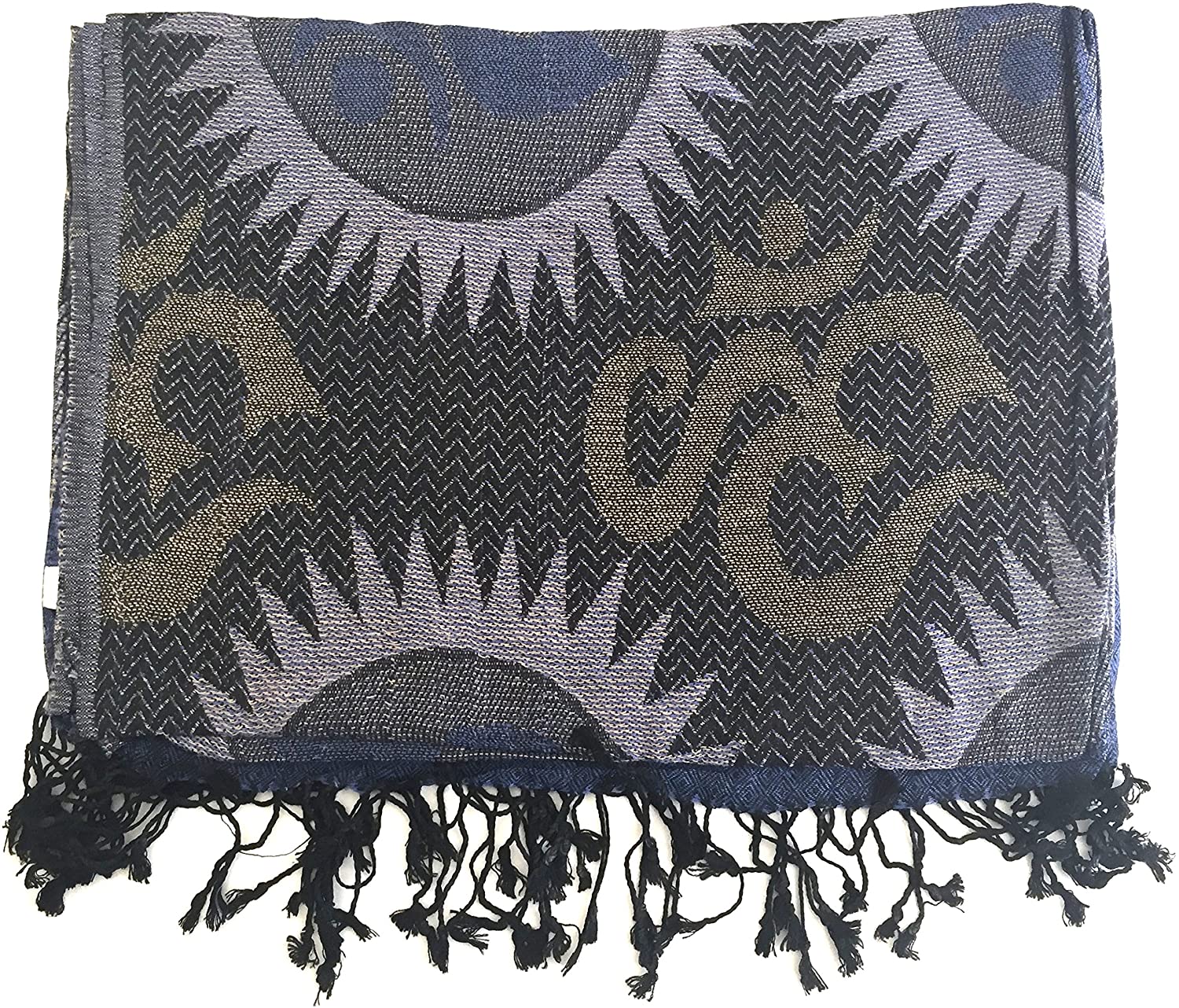Oma Designer Meditation Prayer Shawl/Scarf With Om Sun Design Reversible Double Weave