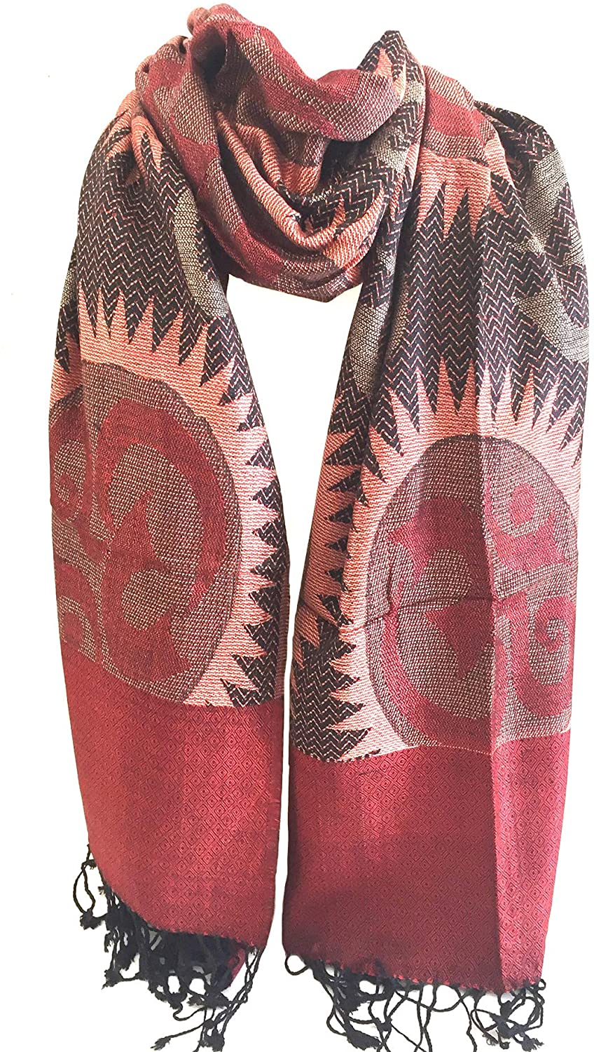 Oma Meditation Prayer Shawl With Om Sign Reversible Double Weave