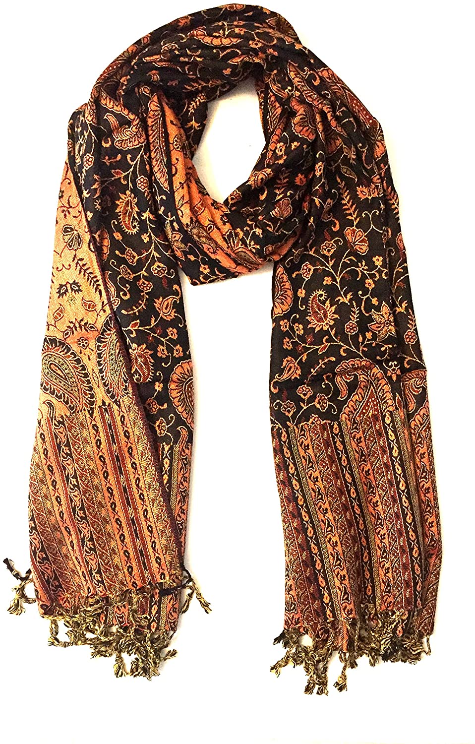 OMA Designer Shawl With Paisley Print, Reversible & Double Weave - LARGE SIZE