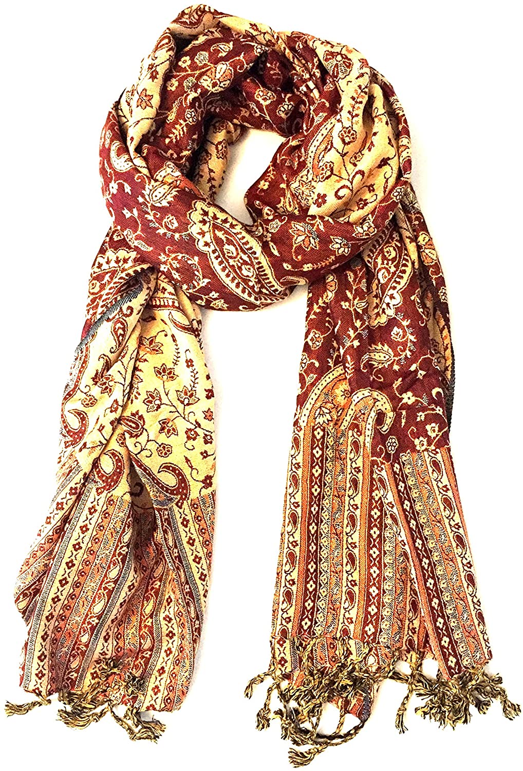 Oma Designer Paisley Jacquard Reversible Shawl, Double Weave, LARGE SIZE