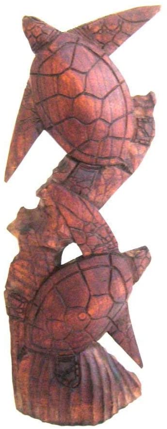 OMA Turtle Statue Figurine Sea Turtle Solid Wood Hand Carved Turtle Decor (Large)