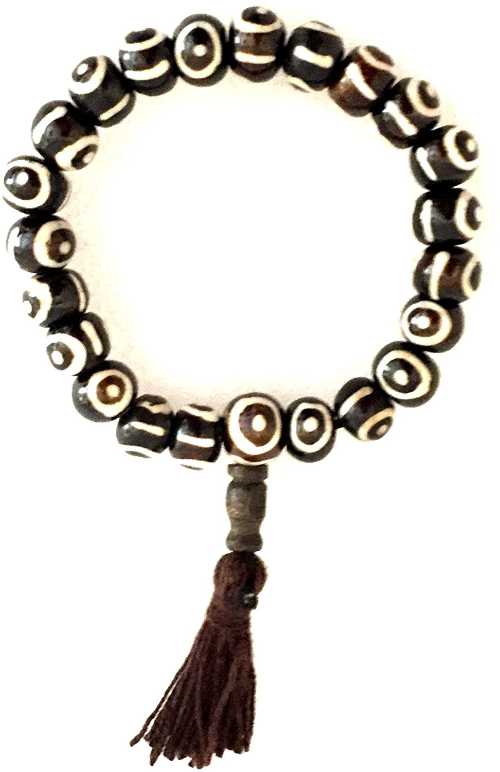 OMA Om Symbol Meditation Prayer Bracelet Yak Bone Om Stretch Tibet Bracelet Brand (Dzi Eye)