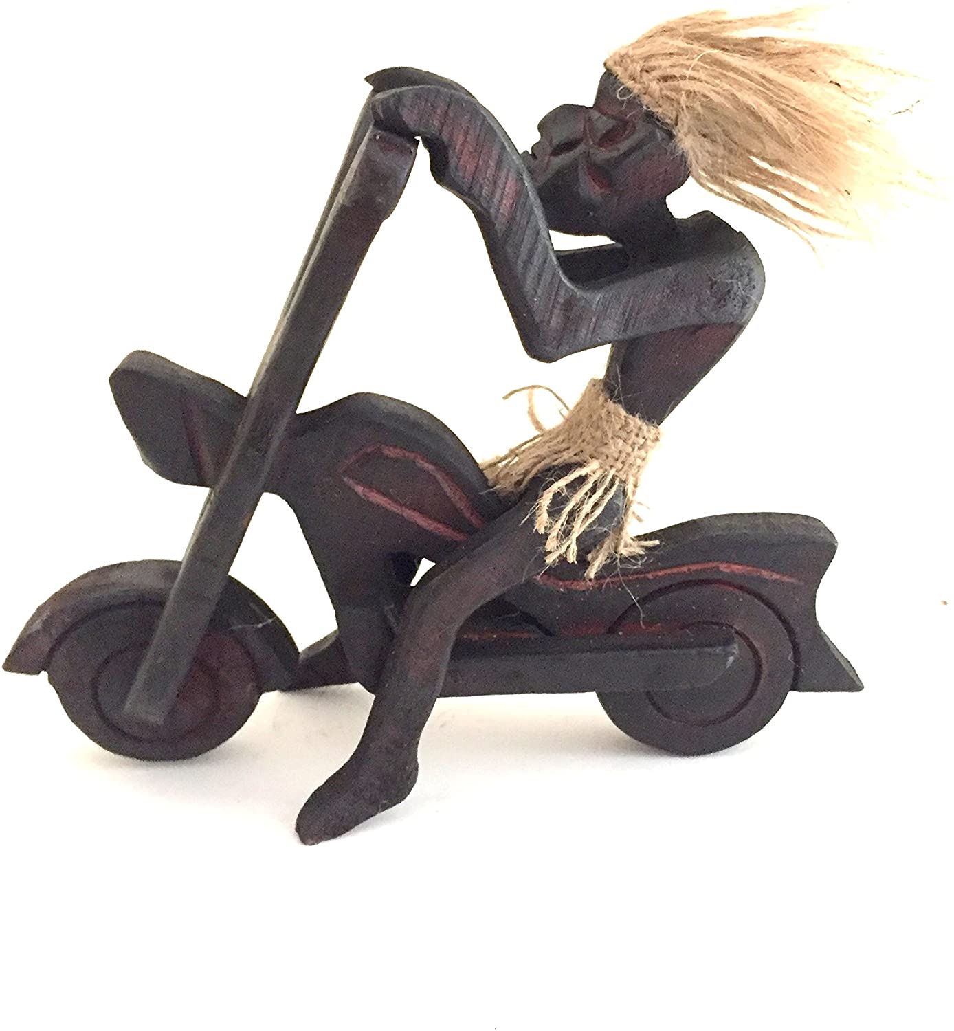 OMA Primitive Tiki Man Tribal Statue Riding Harley Davidson Motorcyle Tiki Bar Tribal Statue Home Decor - Unique, Federal (TM) Brand