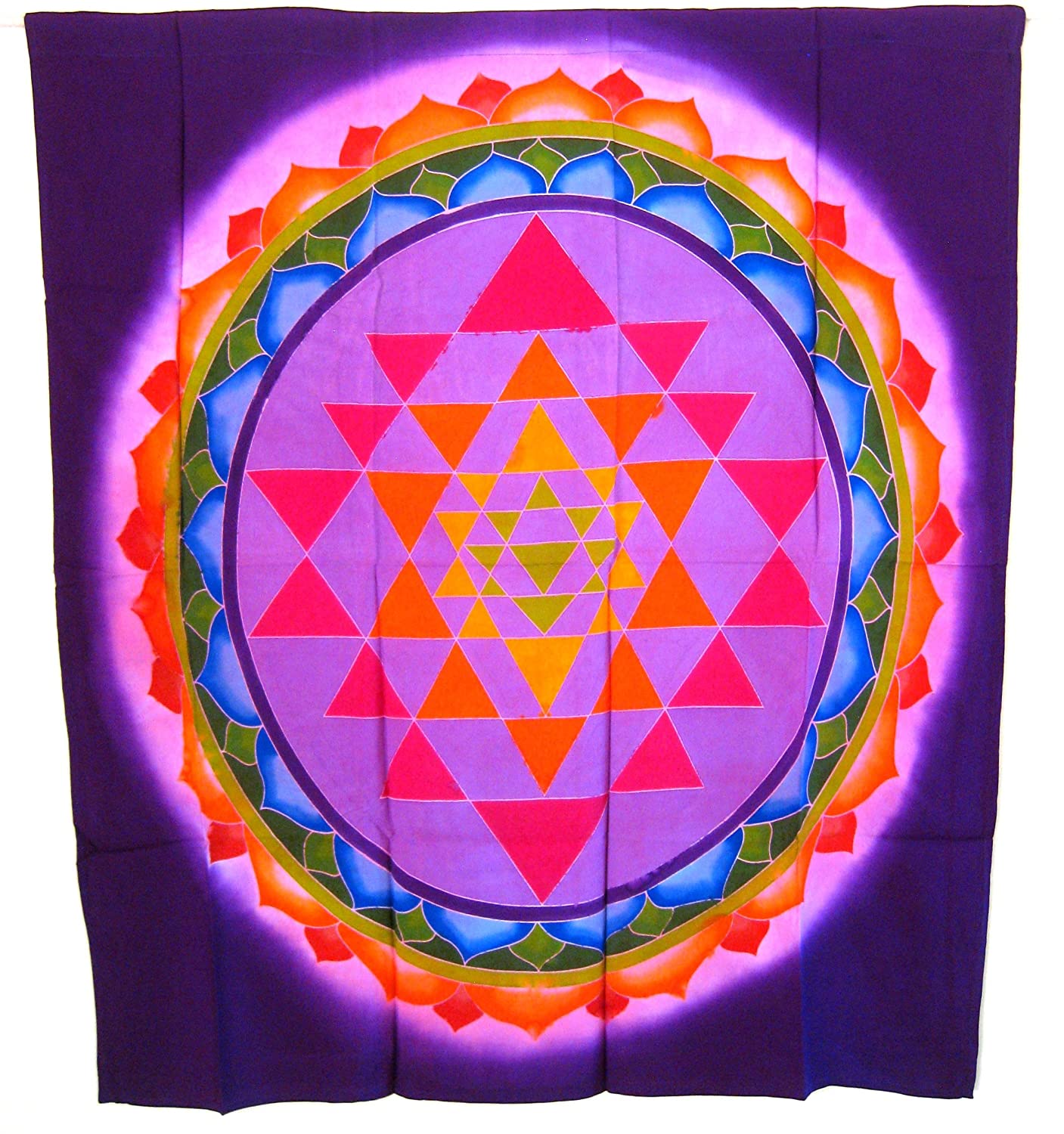 OMA Chakra Mandala Meditation & Yoga Batik Tapestry Wall Hanging Decor Om Mandala - LG Size Federal (TM) Brand