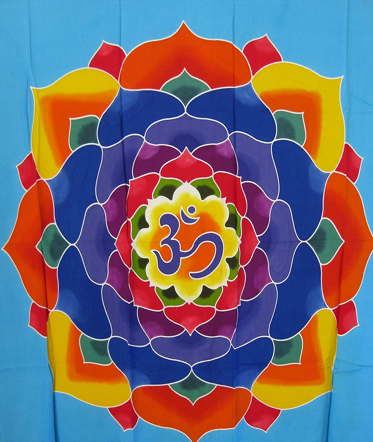 OMA OM Mandala Chakra Balancing Meditation & Yoga Batik Tapestry Wall Hanging Decor Om Mandala Federal (TM) Brand