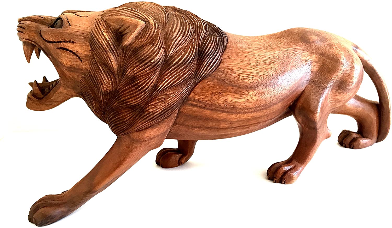 OMA Lion Statue Wood Carved Prowling Lion African Jungle Decor - XLarge Size Brand