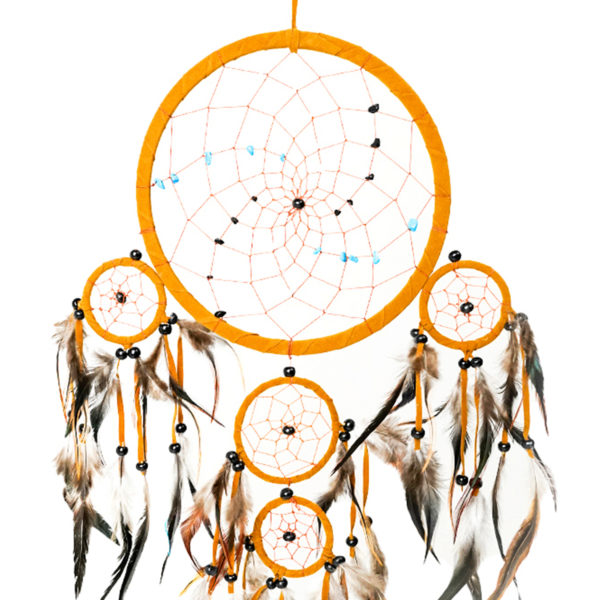 Brown Dream Catcher With Mixed Stones,  Native Style