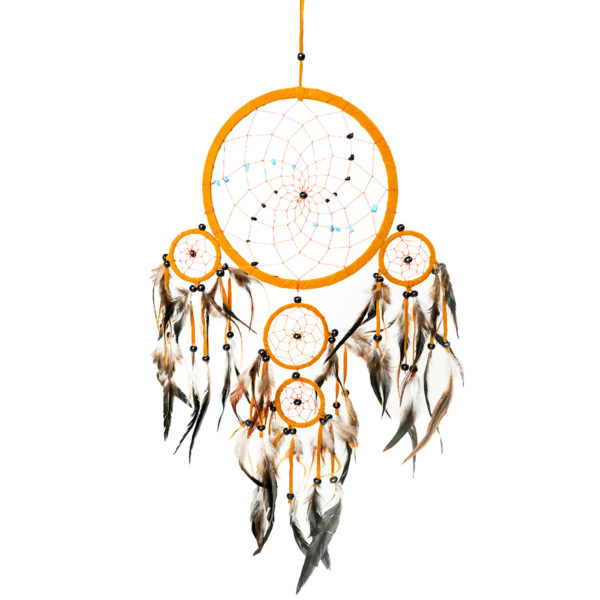 Brown Dream Catcher With Mixed Stones,  Native Style