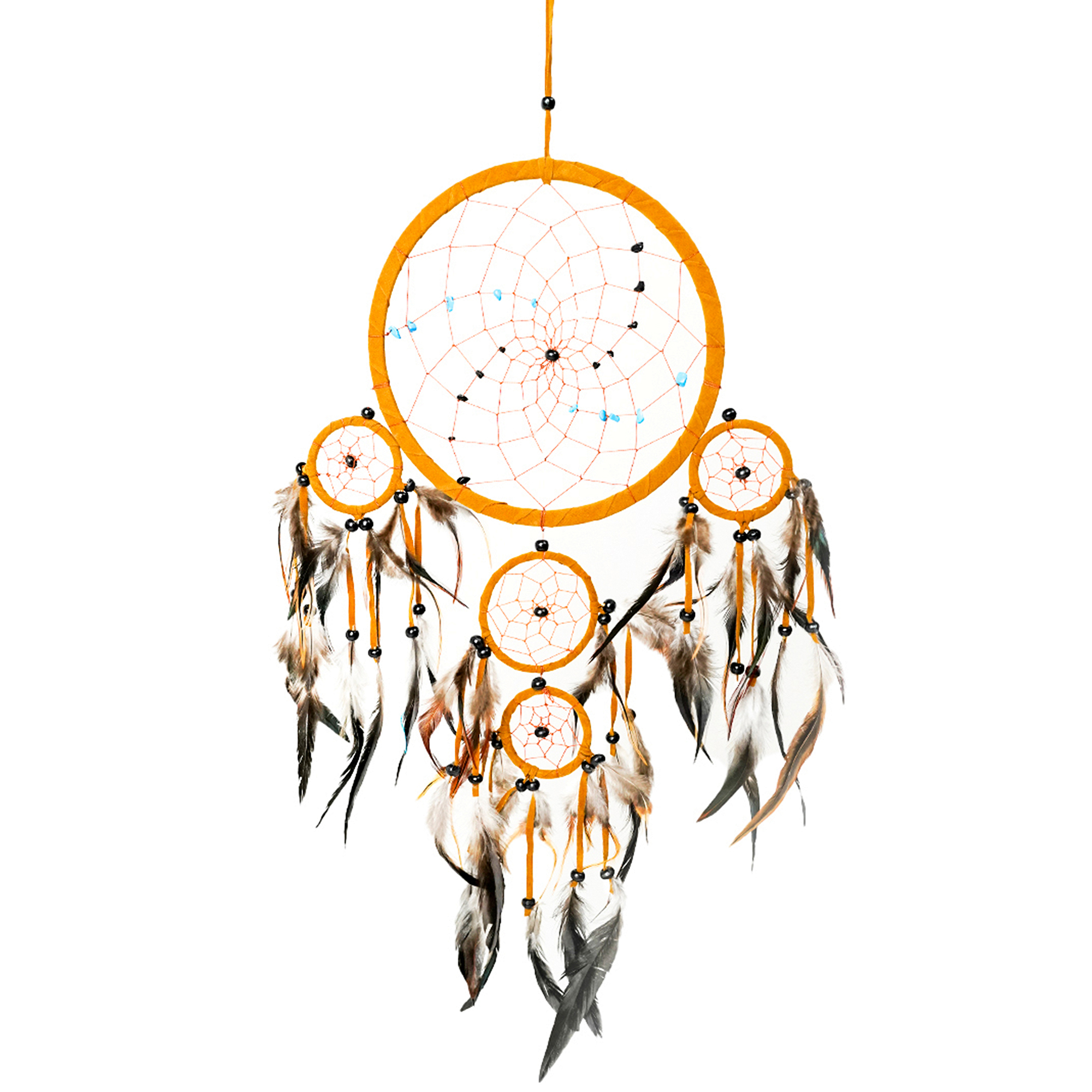 Brown Dream Catcher With Mixed Stones,  Native Style