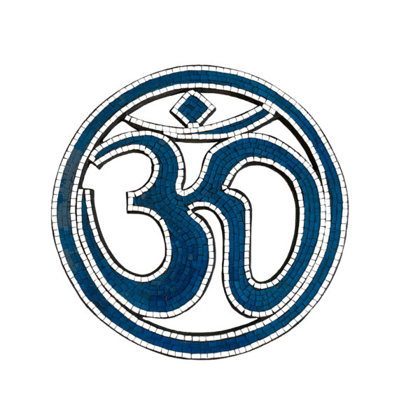 Om Sign Wall Decor, Blue Mosaic Glass