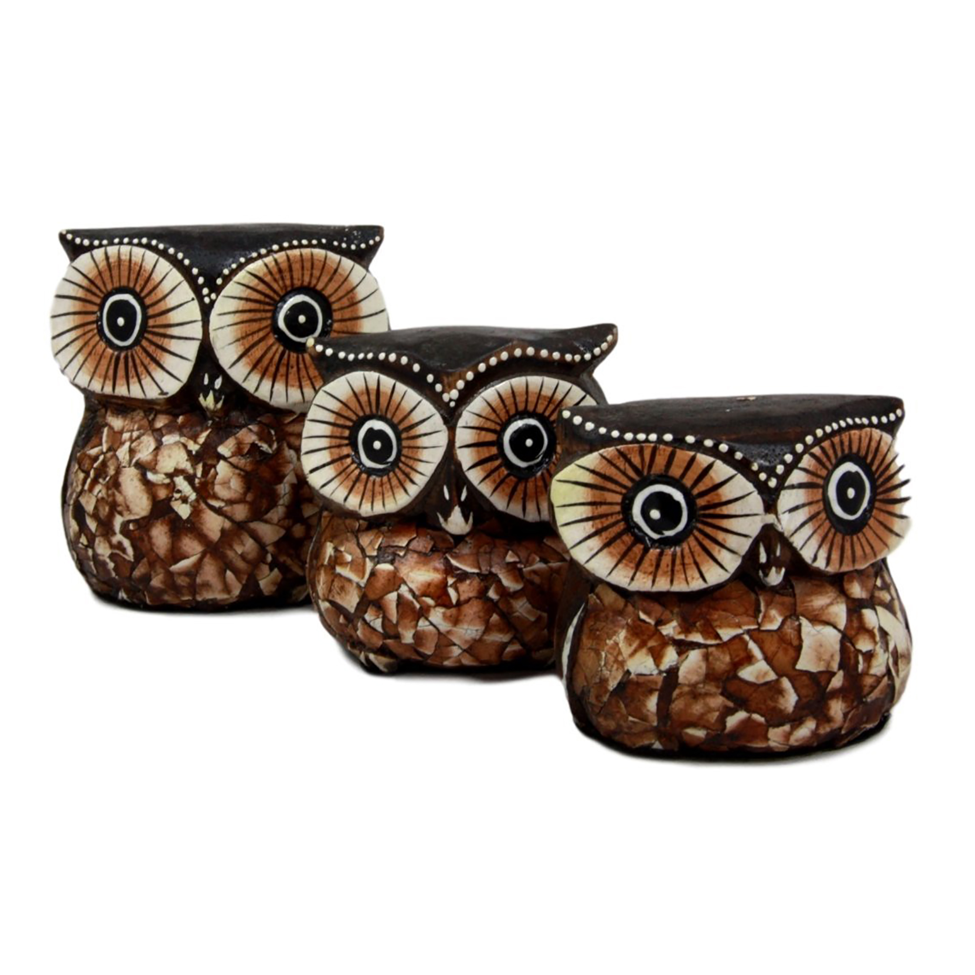 Owl Family Wood Statues