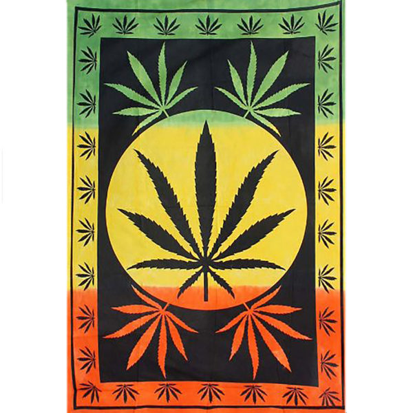 Rasta Leaf Cotton Tapestry -  Big Hemp