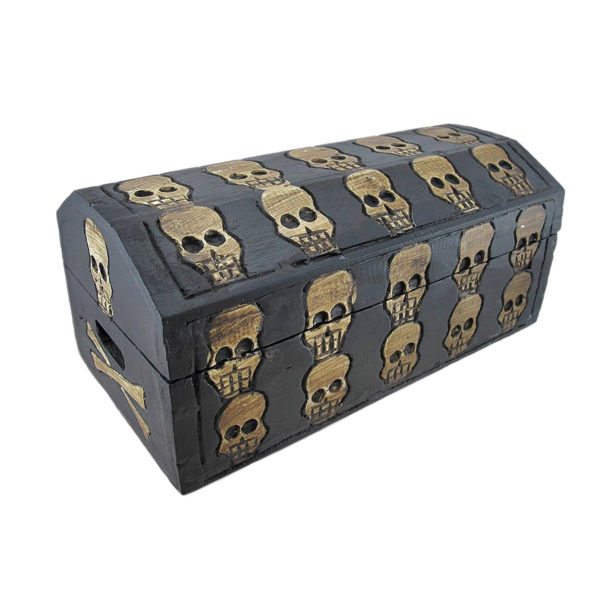 Skull Head Wooden Chest, Trinket Box