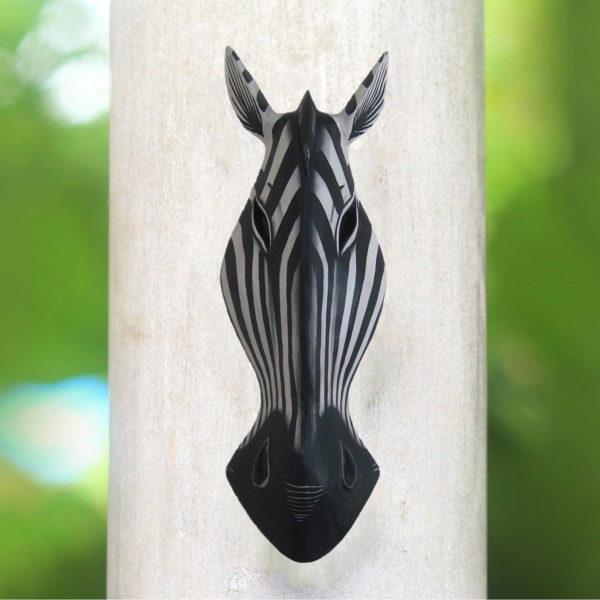 zebramasknowood2background African Safari Zebra Mask