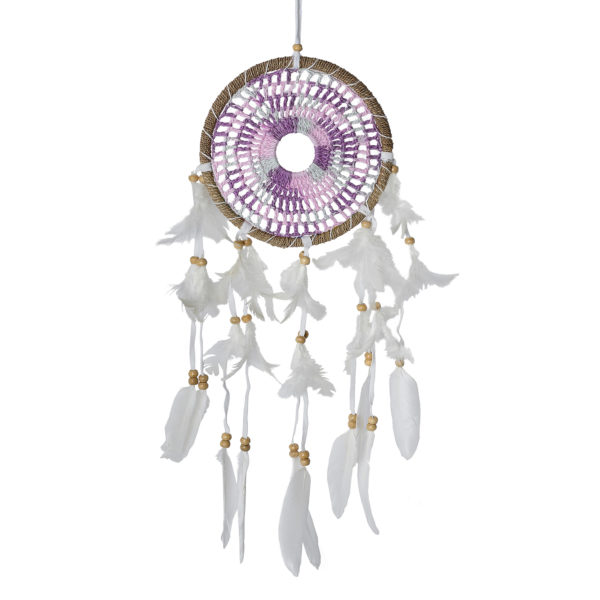 Crochet Dream Catcher, Hand Crafted Boho Style In Pink
