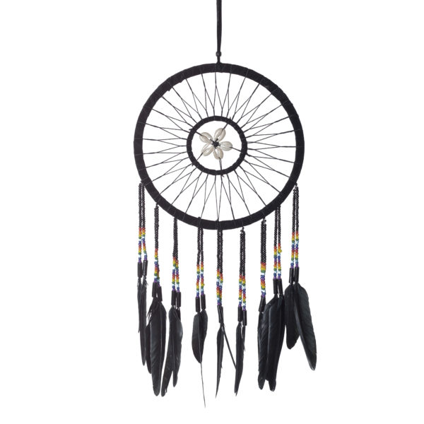 Cowrie Shell Dream Catcher In Black