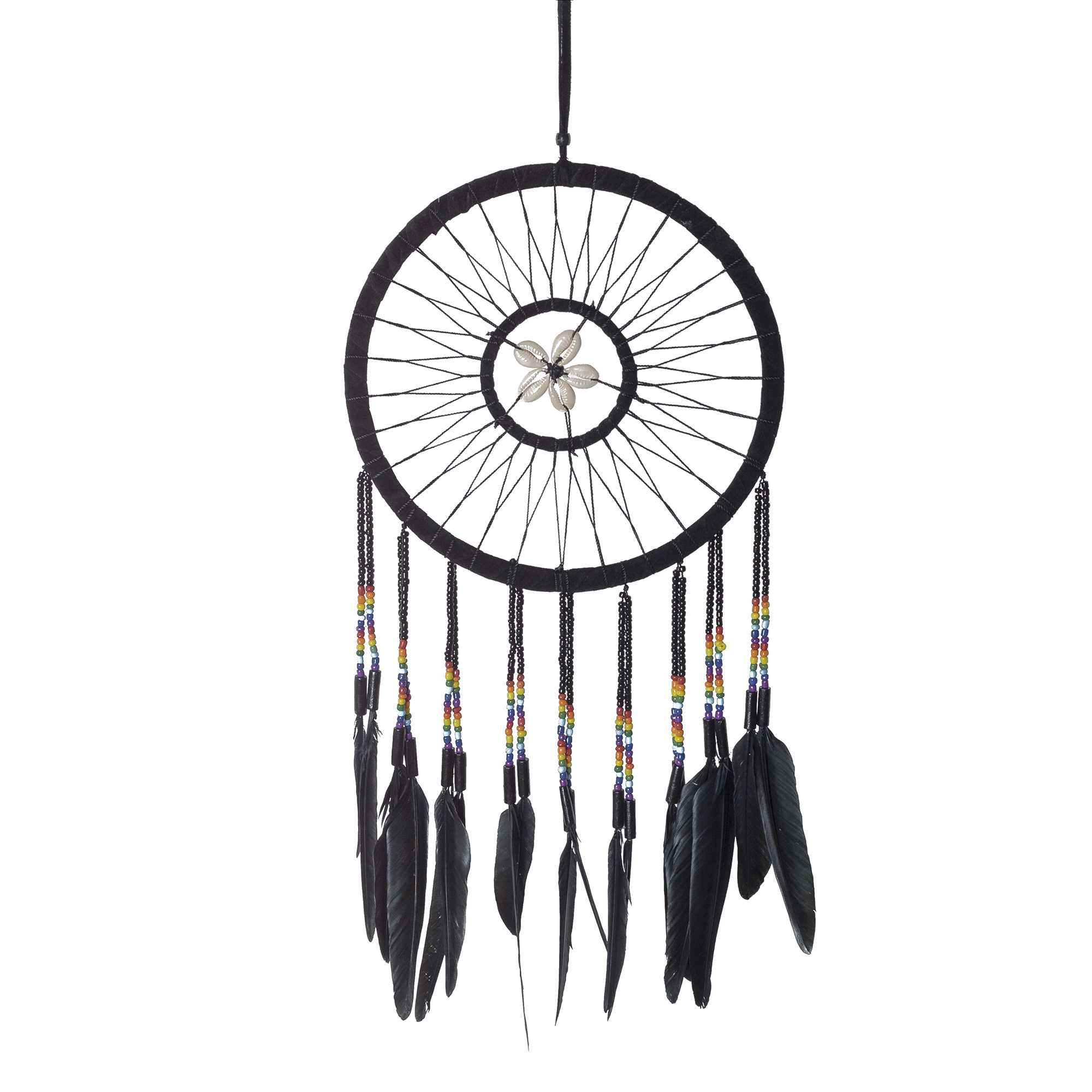 Cowrie Shell Dream Catcher In Black