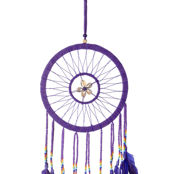 Purple Dream Catcher With Cowrie Shells, Shaman Style