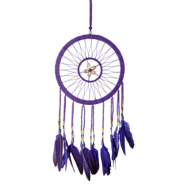 Purple Dream Catcher With Cowrie Shells, Shaman Style