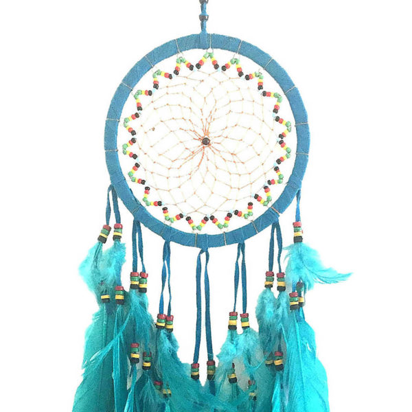 Blue Rasta Beads Dream Catcher, Hand Crafted