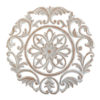 Floral Medallion Modern Wall Sculpture, Whitewash Finish