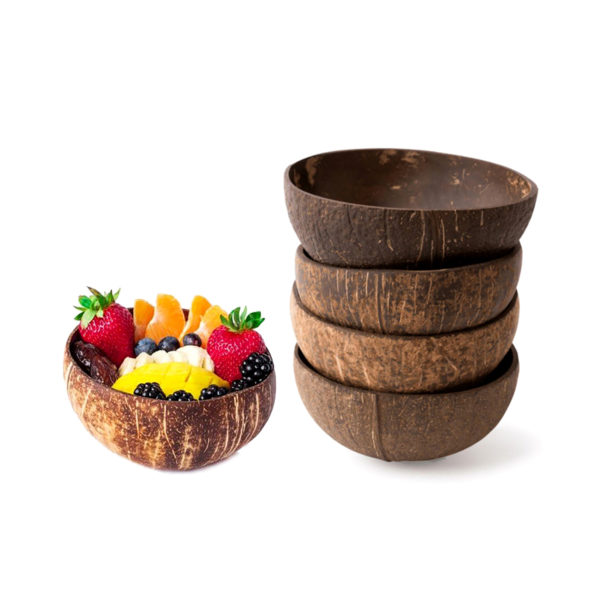 Coconut Bowls Set Of Four, Natural And Organic