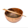 Teak Wood Noodle And Rice Bowl With Chopsticks, Pair
