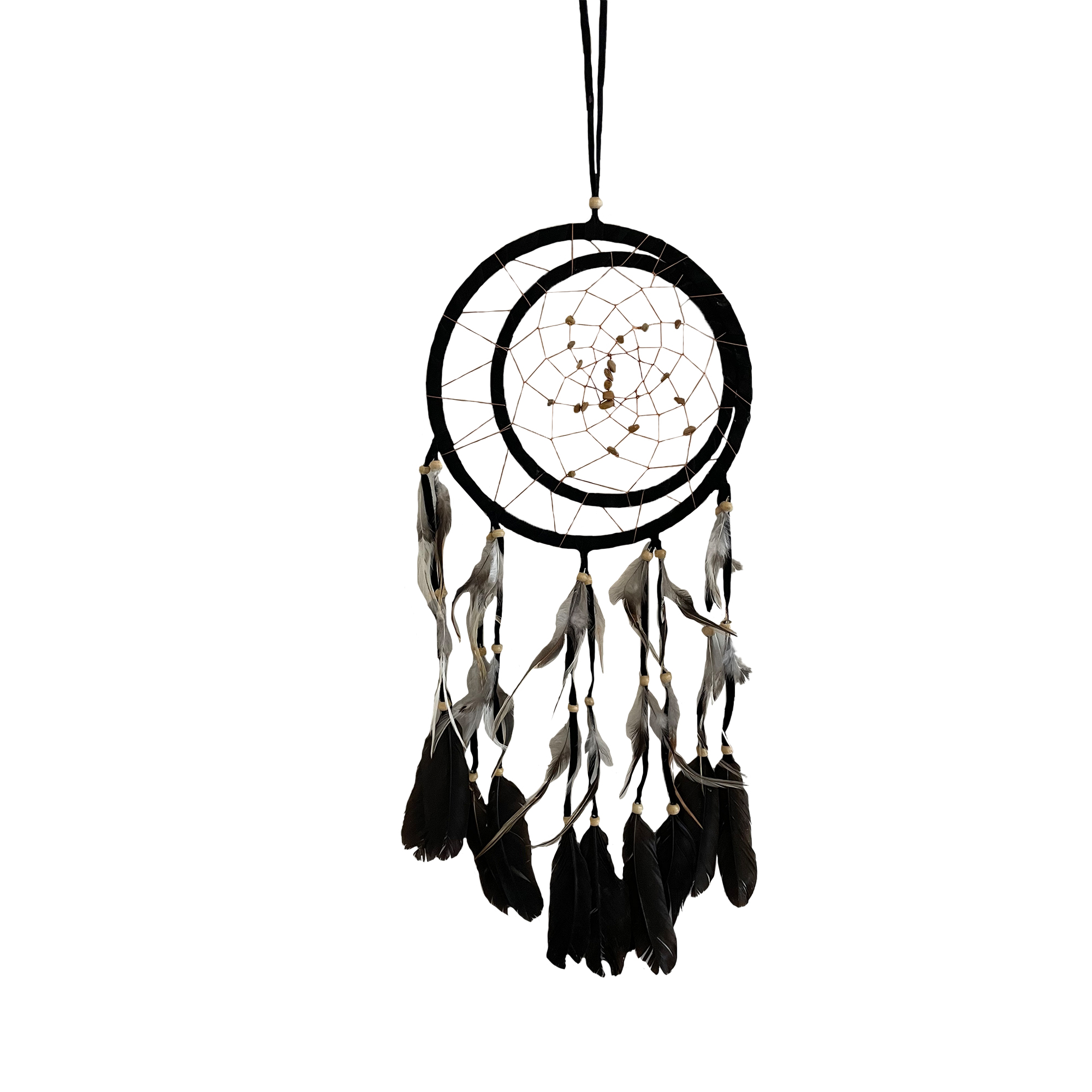 Sacred Hoops Black Dream Catcher With Tiger Eye Stone