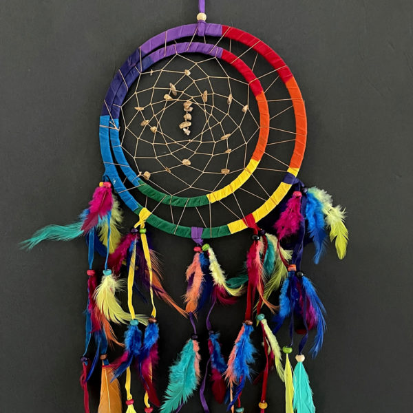 Rainbow Pride Chakra Dream Catcher, Tiger Eye Stone