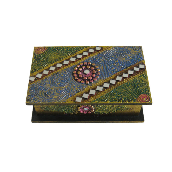 Floral Bounty Trinket Box With Mosaic Glass
