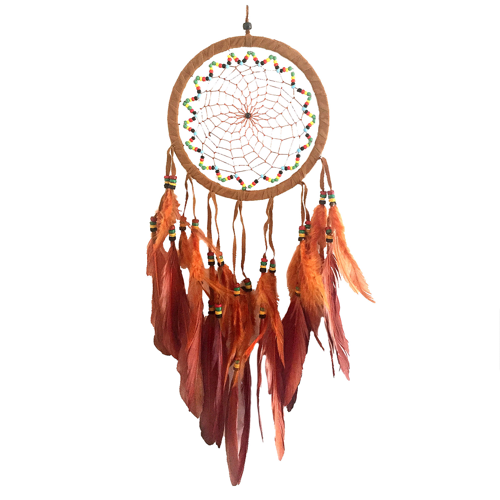Brown Dream Catcher, Rasta Beads